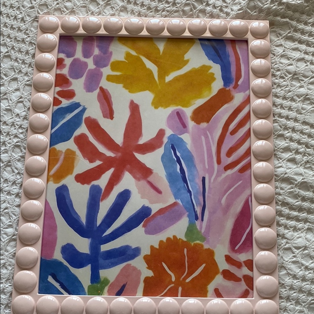 Colorful Abstract Art in Pink Frame